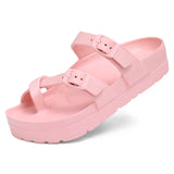 Kidmi Pillow Sandals for Women Men Thick Sole Adjustable Buckles EVA Flat Sandals Summer Women Sandals Nonslip Cloud Sandals