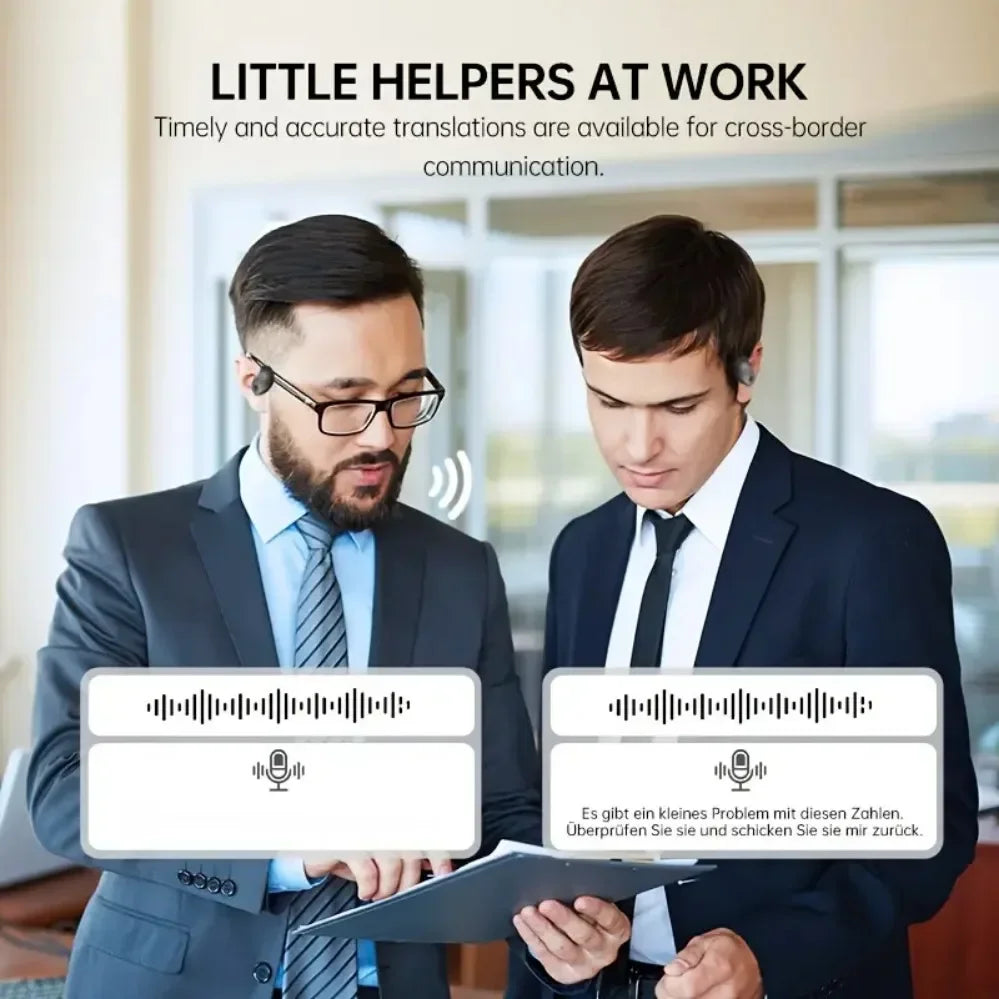 144-Language AI Translator Headphones Bluetooth 5.3 Wireless IPX7 Waterproof Real-Time Two-Way Translation for Global Business