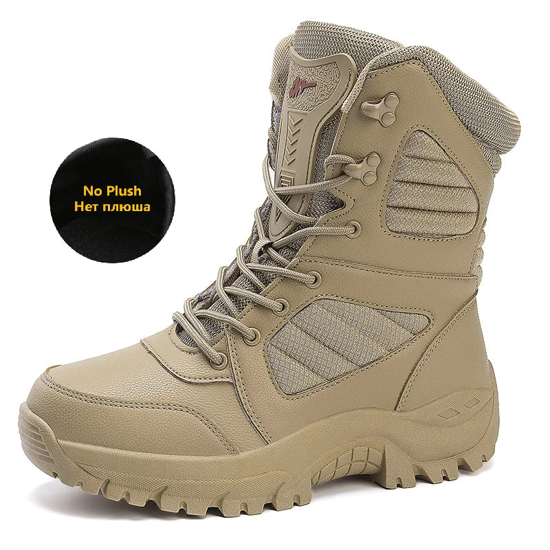New Warm Plush Snow Boots Men Lace Up Casual High Top Men's Boots Waterproof Winter Boots Anti-Slip Ankle Boots Army Work Boots