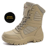 New Warm Plush Snow Boots Men Lace Up Casual High Top Men's Boots Waterproof Winter Boots Anti-Slip Ankle Boots Army Work Boots