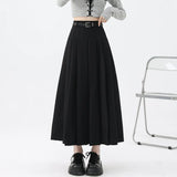 Fashion Skirts for Women Elegant Skirts with Belt Women Pleated Skirts Vintage Long Skirts for Women Clothing Female Streetwear