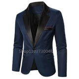 Navy/Black Blazer for Men Fashion Wedding Jacket High Quality Casual Business Best Man Suit Jacket Notch Lapel One Button Coat