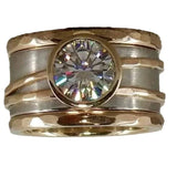 Personalized fashion new heavy industry wide-face inlaid zircon two-color electroplated men's and women's rings