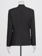 CHICEVER Solid Spliced Beading Slimming Blazer for Women Notched Collar Long Sleeve Patchwork Button Formal Coat Female Fashion
