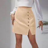 Skirts for Women Women's Solid Color Suede Skirt European And High Waist Metal Buckle Hip Skirt Rip Skirts for Women Length 3