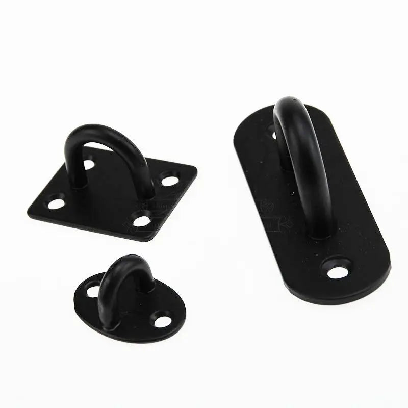 Black Stainless Steel Wall Hook Heavy Duty Fixed Pad Eye Plate Deck Door Buckle U/J-Shaped Heavy Duty Ceiling Mount Hanger