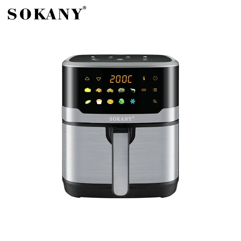 7.5L Air Fryer, Household Stainless Steel, Healthy and Smoke-free, LED Touch Screen Panel, Suitable for Baking and Frying
