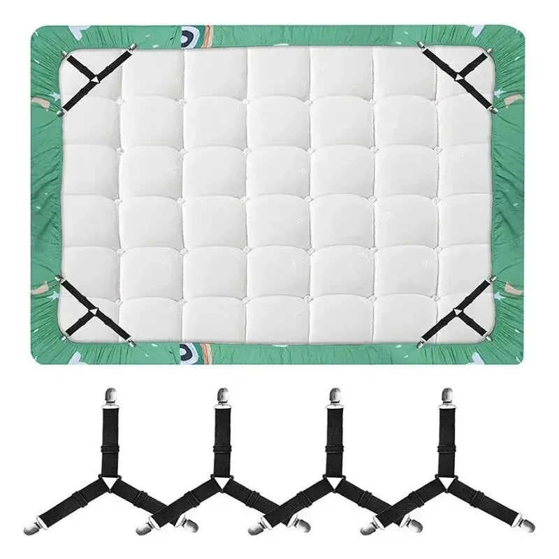 Triangle Bed Sheet Clips Adjustable Fitted Sheet Suspenders & Mattress Grippers for Secure Hold