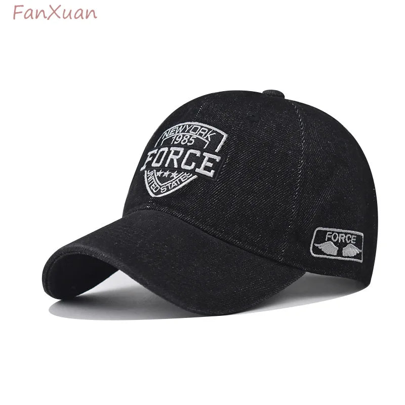 denim baseball cap for men women spring summer cap letters embroidery