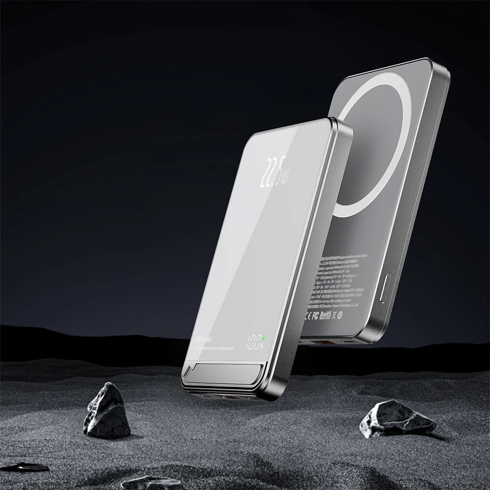 New High Quality Alloy PowerBank Backup Battery For Magsafe With Gift Powerbank Magnetic Wireless Phone Charger With Phone Hold