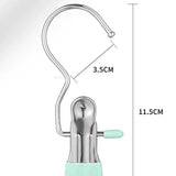 10/5PCS Stainless Steel Clothespins Laundry Clothes Pegs with Hook Pants Hanger Portable Hanging Clips Closet Clothes Organizer