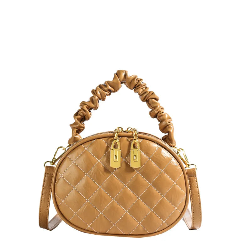 2025 New! Stylish Quilted Embroidery Bags for Women. Popular Crossbody and Handheld Small Round Bags with High Appearance Level