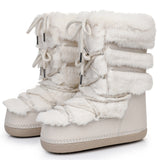 y2k Black Fur Boots for Women Snow Boots 2025 Winter Faux Fur Boots Fluffy Fuzzy Furry Faux Fur Boots Waterproof Mid-calf Boots