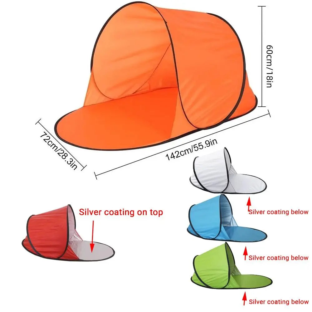 Silver Coated Small Folding Tent Automatic Instant Pop-up Mini Beach Tent Sunscreen UV Protection Sunshade Tent Summer