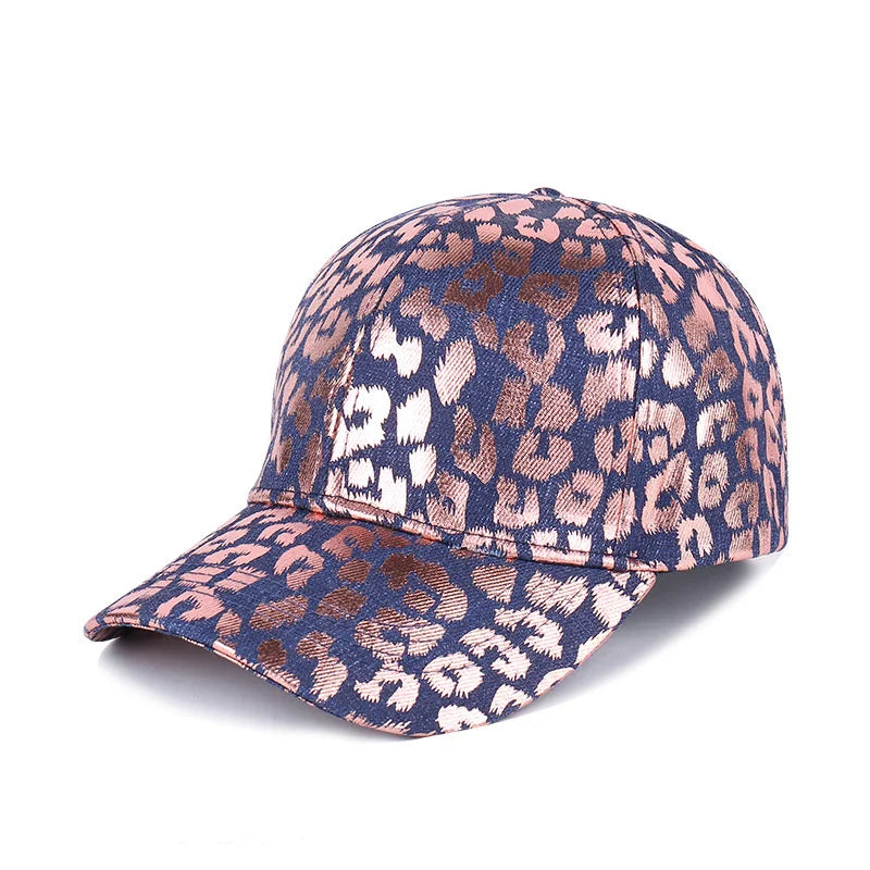 Leopard print baseball cap with gold stamping Outdoor Fishing Lovers Baseball Cap For Men And Women