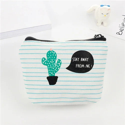 Women Canvas Coin Purse Card Key Mini Purses Pouch Girl Kid Children Cute Small Zipper Coin Purse Card Holder Wallet Storage Bag