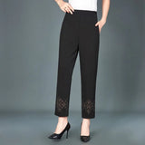 Summer Womens cropped pants  For Women Hollow Out Pantalon Femme High Waist Black Short Trousers Casual Baggy Pants