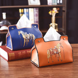 Retro Furniture Tissue Box PU Leather Tissue Case Napkin Holder Storage Container Car DesktopTissue  Storage Box Napkin Holder