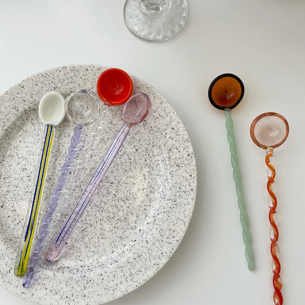 Crystal Spoon Glass Tea Spoon Creative Coffee Spoon Dessert Cake Spoon Tableware Milk Coffee Stirring Spoon Kitchen Dinnerware