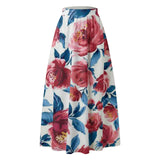 Bohemian Floral Print Maxi Skirts For Women High Waist Party Beach Pocket Long Pleated Skirts For Women Plus Size Юбка Женская