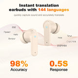 AI Language Translation Earbuds 144 Languages Real Time Translator In Ear LCD Touchscreen HD Sound Noise Canceling Wireless