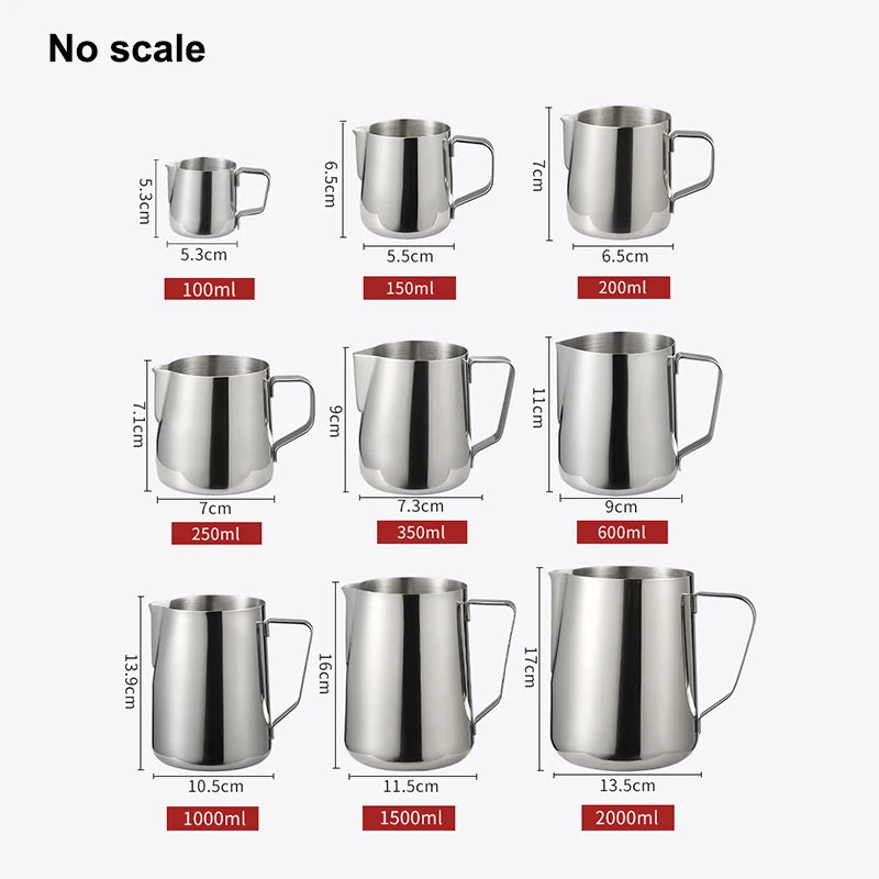 Stainless Steel Milk Frothing Pitcher Espresso Steam Coffee Barista Craft Latte Cappuccino Milk Cream Cup Frothing Jug Pitcher