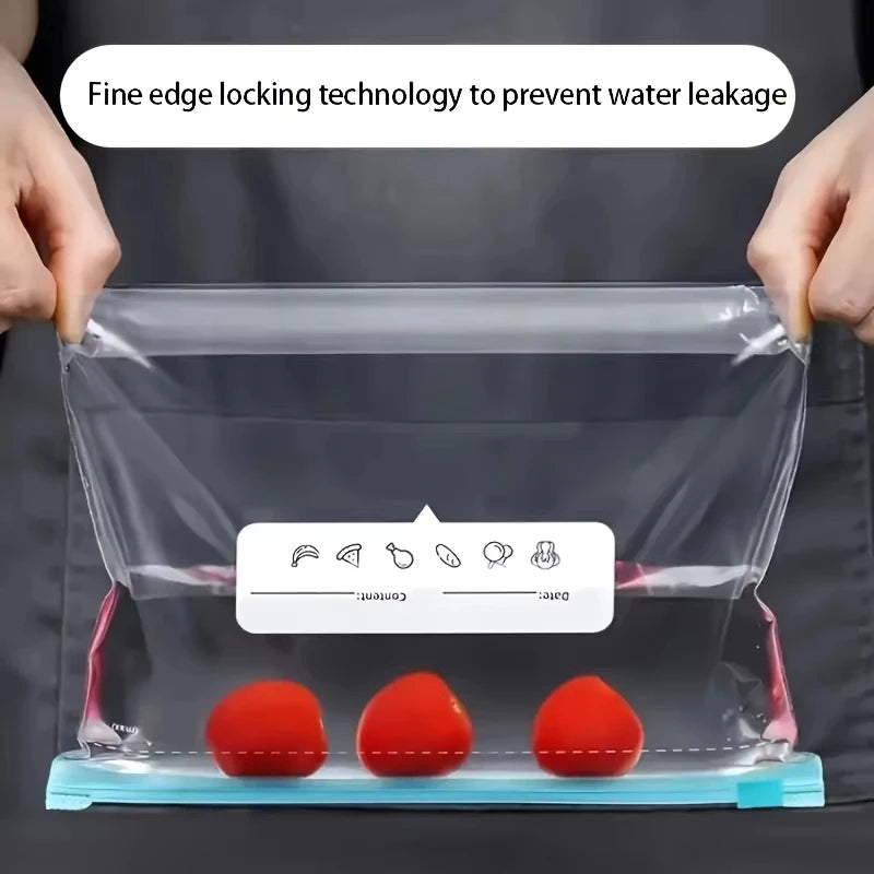 Zipper seal bag; Reusable fridge bag with zipper lock; Food storage bag for preservation and sealing; Kitchen storage bag