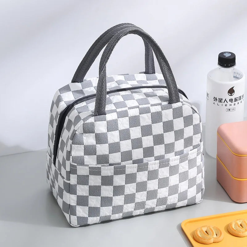 Thermal Lunch Dinner Bag Canvas Handbag Picnic Cooler Bag Travel Breakfast Box for Work Student Convenient Lunch Tote Food Bag