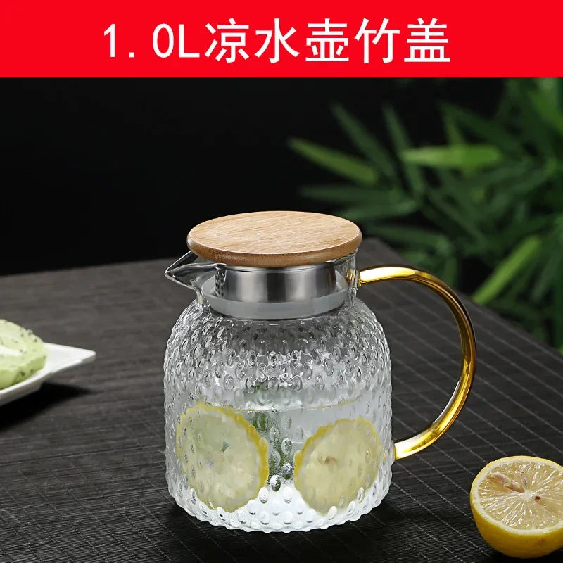 Glass Pitcher Glass Pitcher With Lid High Borosilicate Glass Heavy Duty Water Pitcher For Cold/Hot Drinks Iced Tea Juice Milk