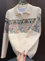 Men's Clothing Cardigan Black Knit Sweater Male Graphic Button No Hoodie Korean Fashion Over Fit Baggy Old Street Maletry Neck X