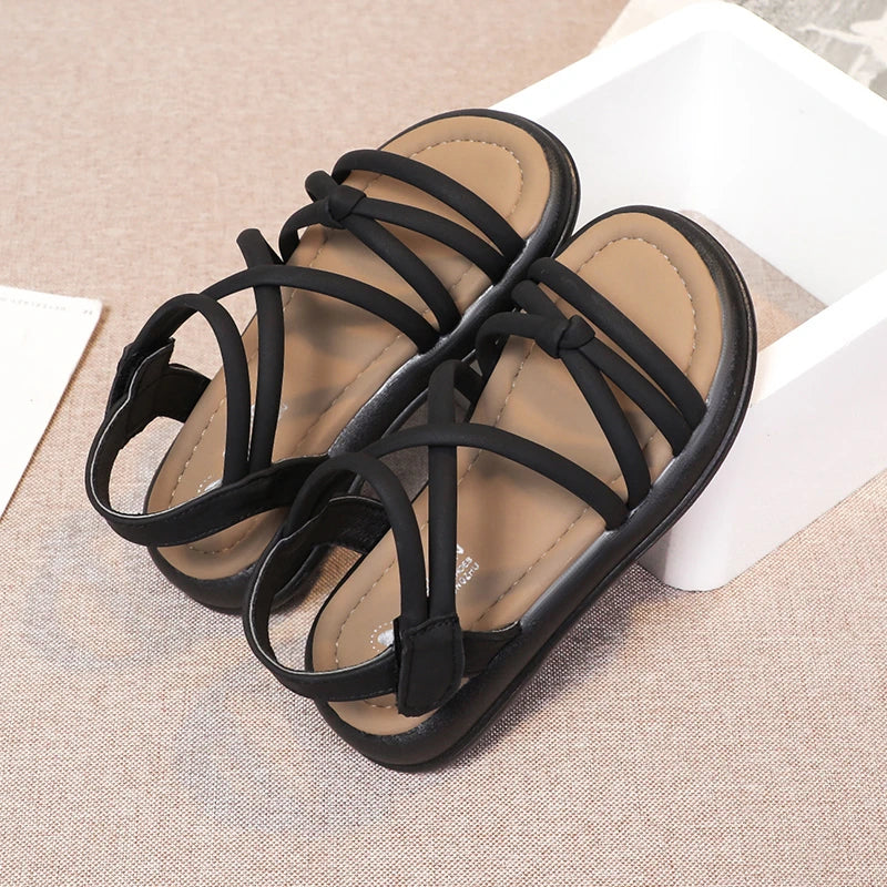 Girls Sandals Kids Sandals for Girls 2025 Summer Brand Children Beach Shoes Princess Sweet Gladiator Sandals Open Toes Anti-skid