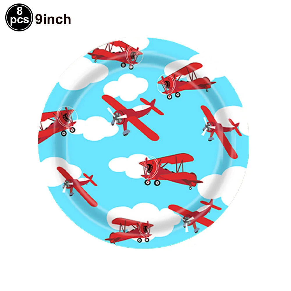 Fighter Plates Airplane Birthday Party Decor Plane Plates Blue Sky Plates Two Fly Paper Plates Napkins Party Supplies for Boys