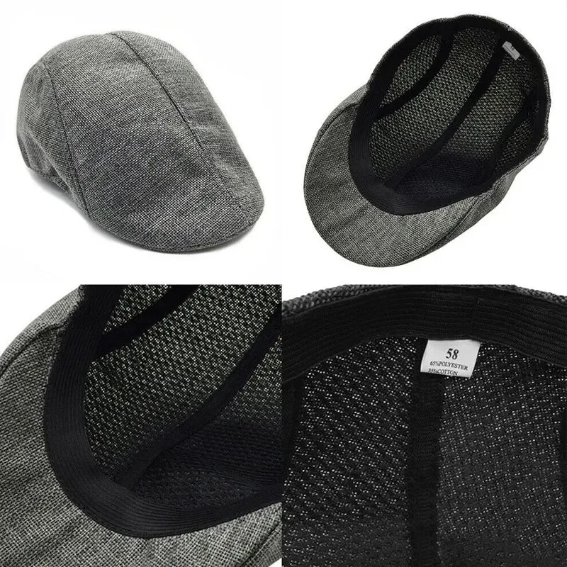 Men Berets Cap British Style 2024 New Autumn Summer Linen Hats Fashion Flat Caps Classic Vintage Cabbie Cap Chapeau Homme