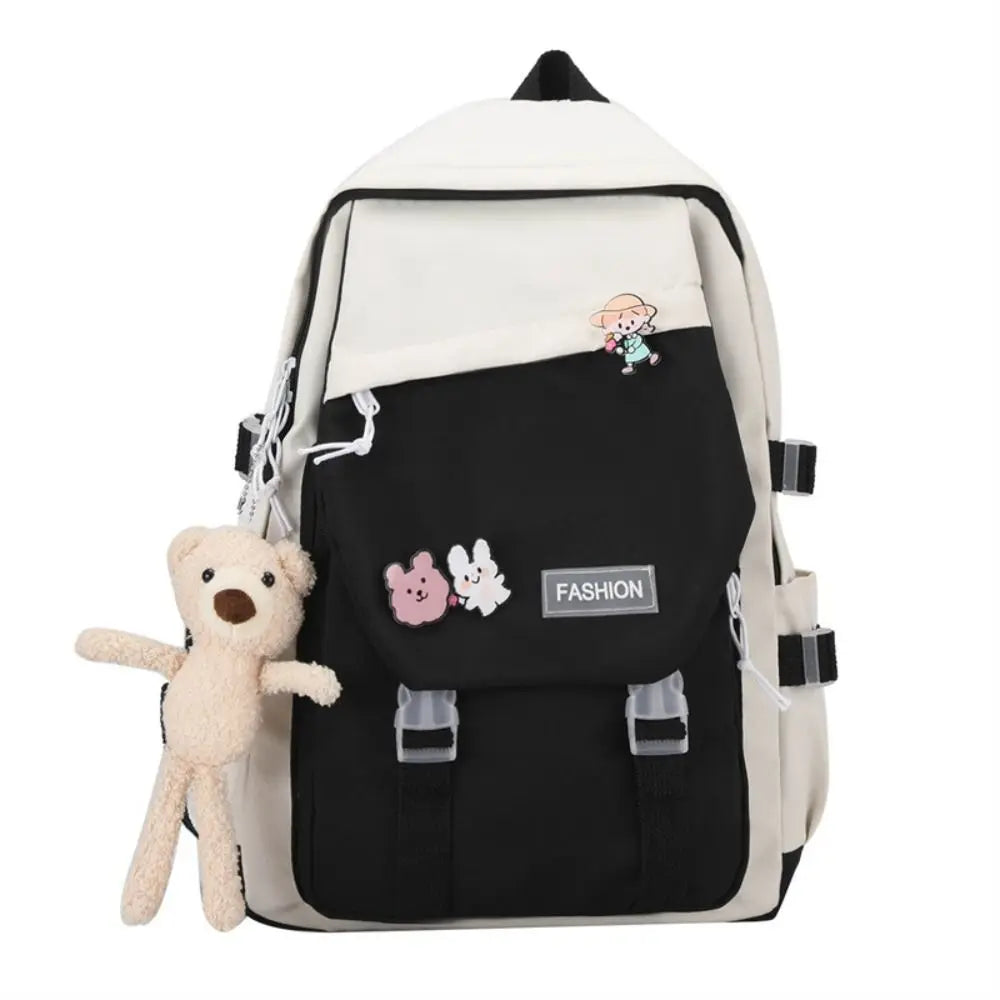 Large Capacity Nylon Book Bag Waterproof Teenage College Backpack Fashion School Bag Cute Girls Boys Travel Backbag College Bag