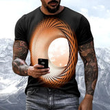 Fashion Hot T-Shirts for Men Sales Personality Fun Sky Graphic New Casual Three-Dimensional Vortex Printed Oversized O-Neck Tees