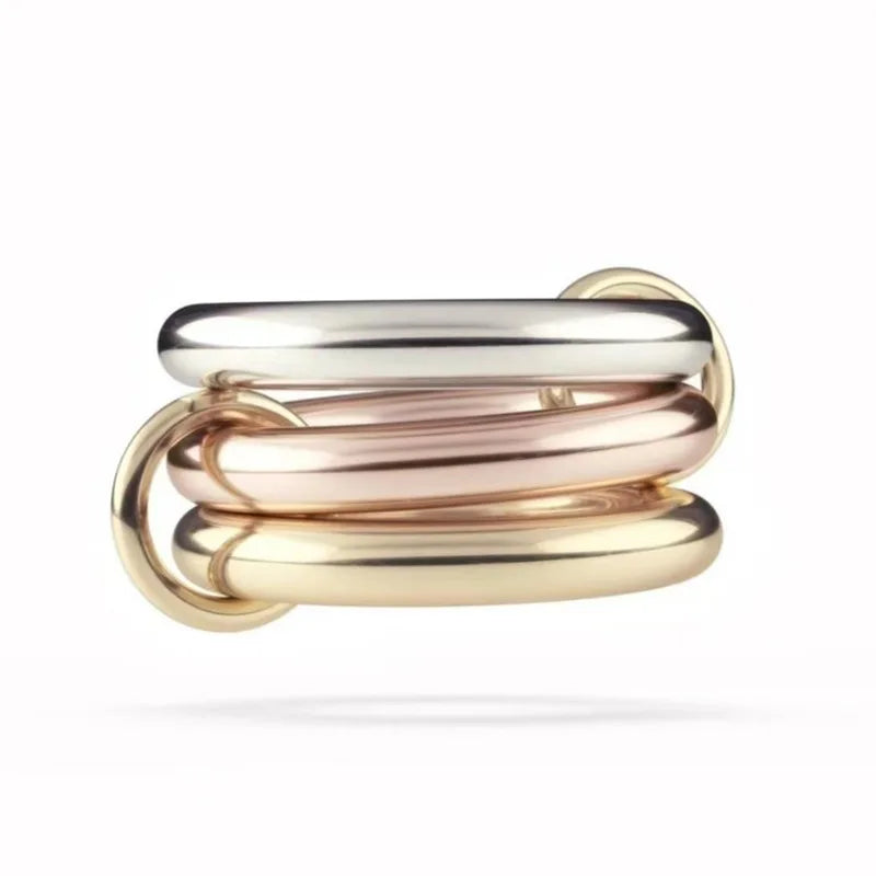 High End PVD Thick Vension Three-color Splicing Ring for Women Stainless Steel Ring for Women Party Jewelry