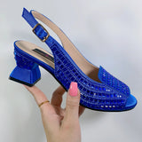Chunky Mules Heels for Women Summer Shoes 3CM Platform Sqaure Heeled Sandals Bling Bling Rhinestone Ladies Mules Sandals Woman