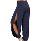 Women Fashion Yoga Pants High Waisted Slit Wide Leg Haren Pants Gym Leggings Casual Solid Hollow Workout Trousers Gym Home Wear