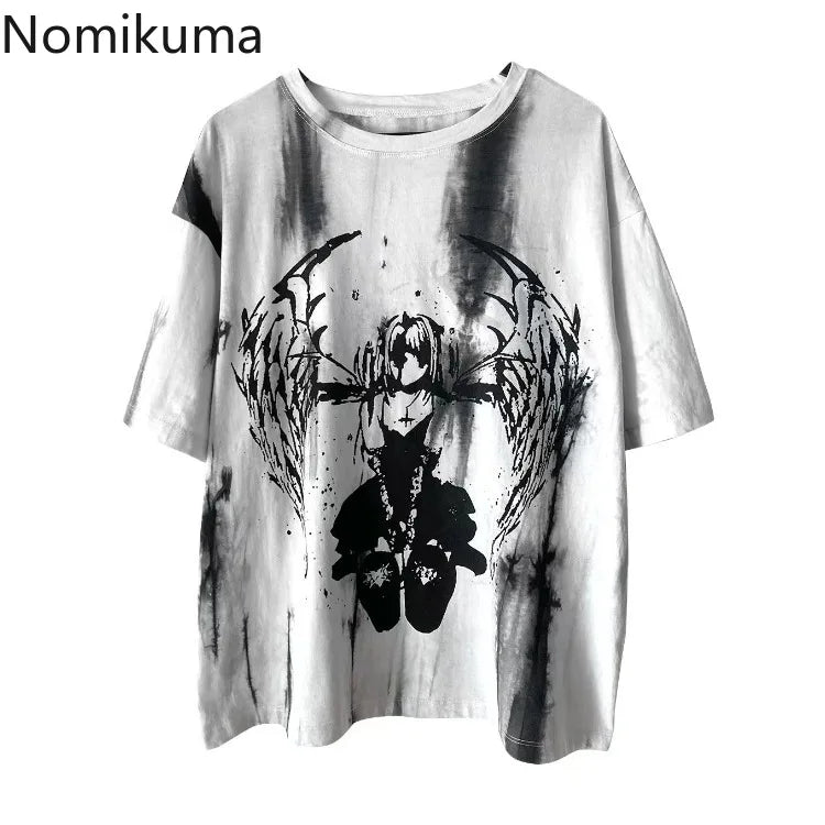 Harajuku Y2k Tops Japanese Tshirts for Women Summer Tees Streetwear Anime Print Camisetas Casual Fashion T Shirt 2025 Ropa Mujer