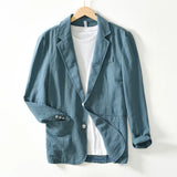2023 Men Blazer Jacket Spring Autumn Solid Slim Casual Business Breathable Tops Cotton Linen Suit High Quality Coat Male Clothes