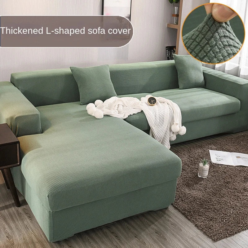 Sofa Cover for Living Room Thick Elastic Polar Fleece 1/2/3/4 Seater L-shaped Corner Sofa Cover for Sofa Chaise Longue