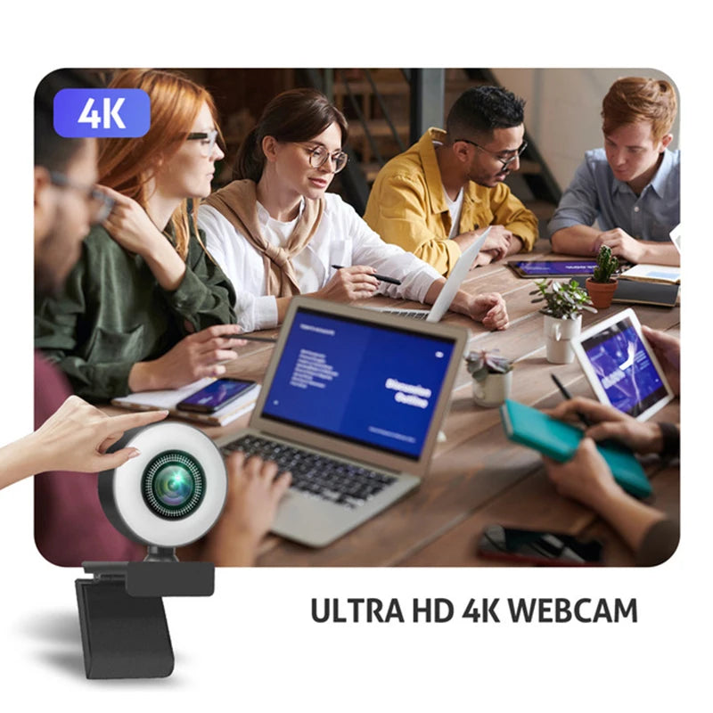 New 4K Webcam 2K Full HD Web Camera With Microphone LED Fill Light USB Web Cam Rotatable For PC Computer Laptop for Youtube