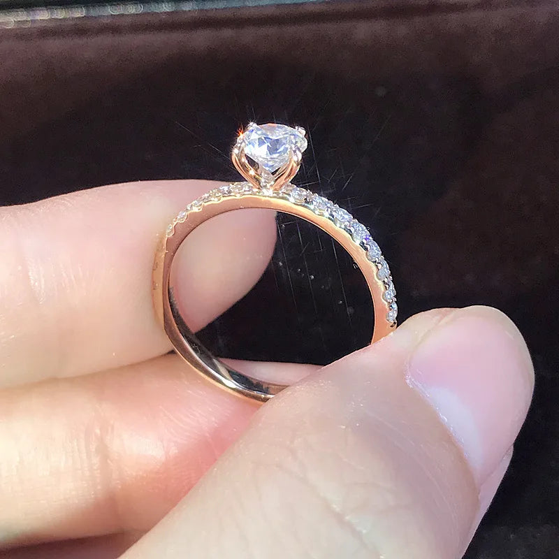 S925 Silver Plated Engagement Ring For Women | Wedding Ring For Women | Oval Womens Fake Engagement Ring, Pink Cubic Zirconia