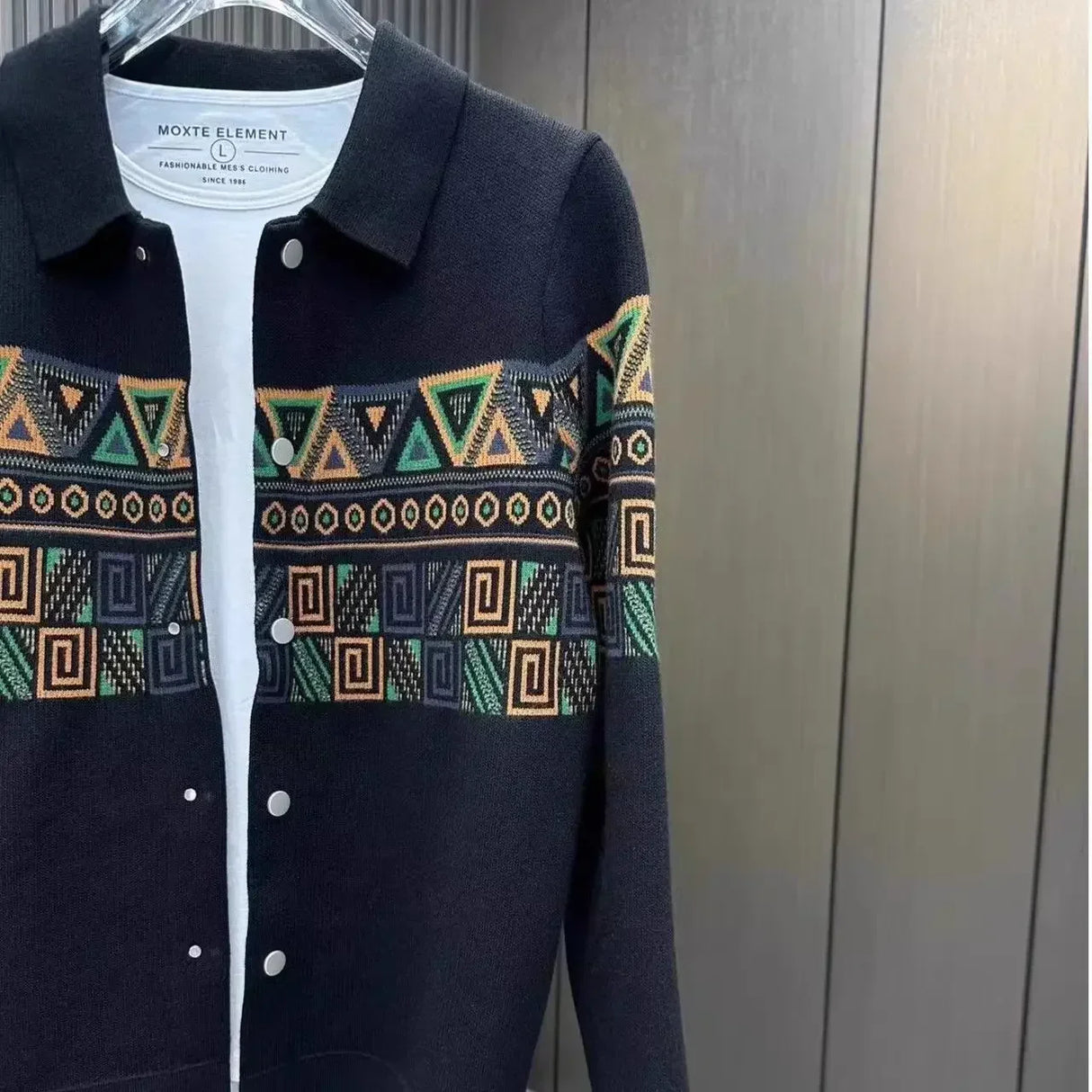 Men's Clothing Cardigan Black Knit Sweater Male Graphic Button No Hoodie Korean Fashion Over Fit Baggy Old Street Maletry Neck X