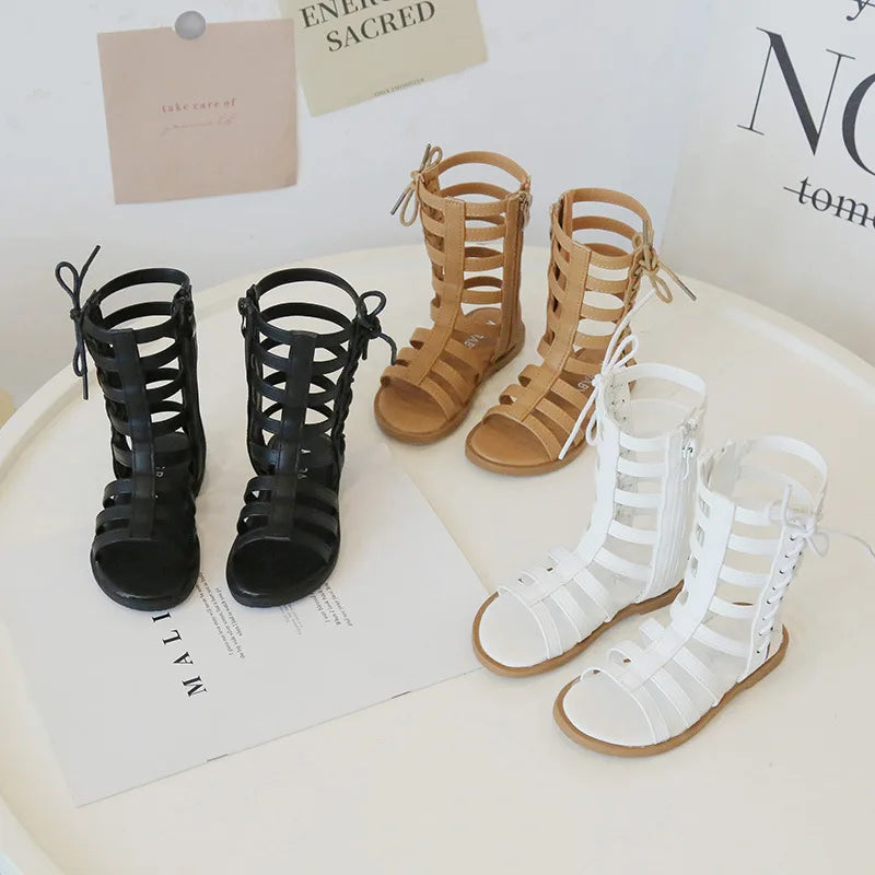 Children Sandals High-top Kids Girls Sandals Baby Sandals High Quality Flat Cut-Outs Beach Sandals