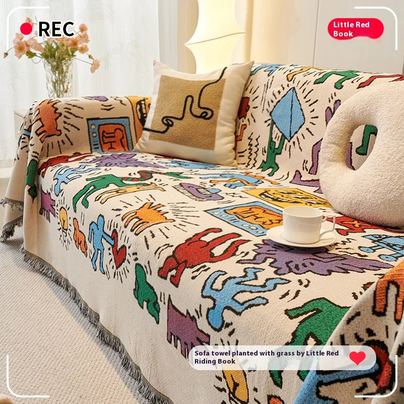 Sofa Cushion Cloth Double Sided Sofa Cover Thick Non-Slip Sofa Cover Full Cover Knee Blanket Cover Cloth Sofa Blanket
