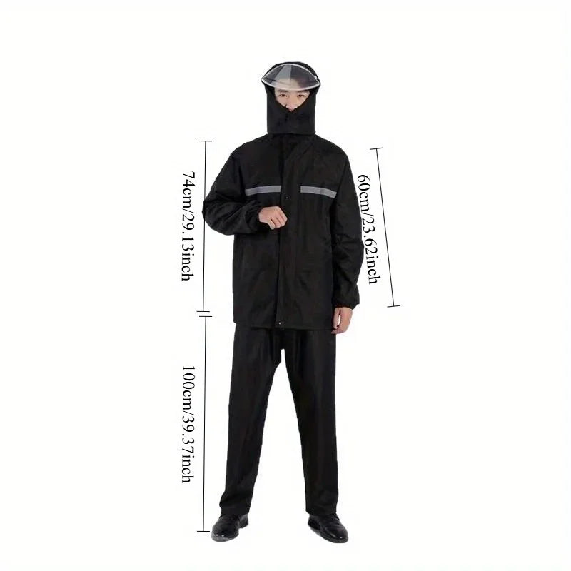 Heavy - duty Motorcycle Rain Gear Set - Windproof, Waterproof and Reflective, a Must - have for Riding