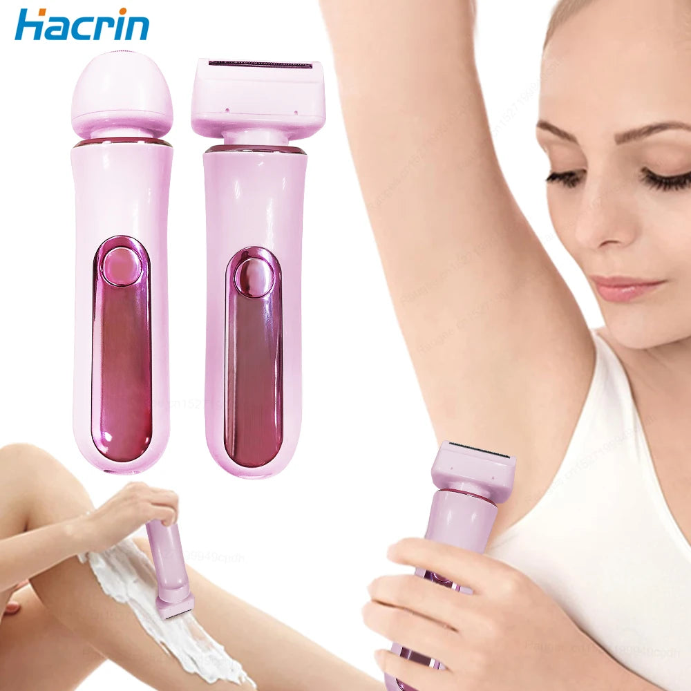Electric Razor for Women Portable 2 in 1 Electric Shaver for Ladies Bikini Trimmer Facial Body Underarm Legs Waterproof Epilator