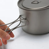 Outdoor Picnic Titanium Cooking Pot 750ml 900ml Hanging Handle Portable Camping Pot