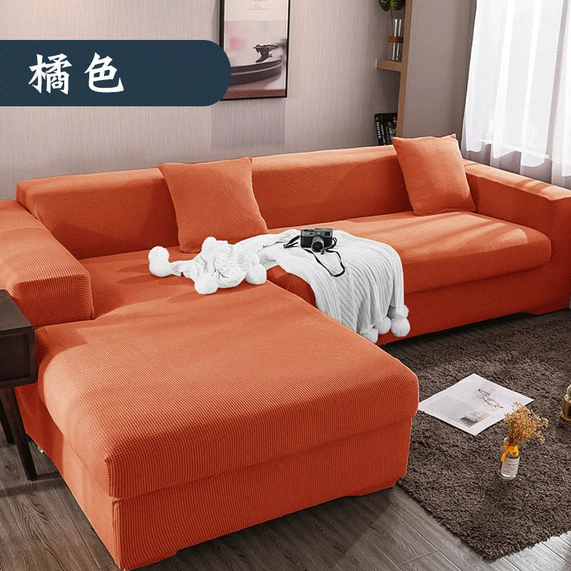 Sofa Cover for Living Room Thick Elastic Polar Fleece 1/2/3/4 Seater L-shaped Corner Sofa Cover for Sofa Chaise Longue